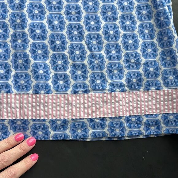 Vineyard Vines Girl’s 14 Blue Geometric Pink Seersucker Print Shift Tunic‎ Dress - Picture 7 of 14